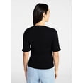 thumbnail image 4 of Time and Tru Women's Ribbed Sweater with Flounce Sleeves, Midweight, Sizes XS-XXXL, 4 of 6