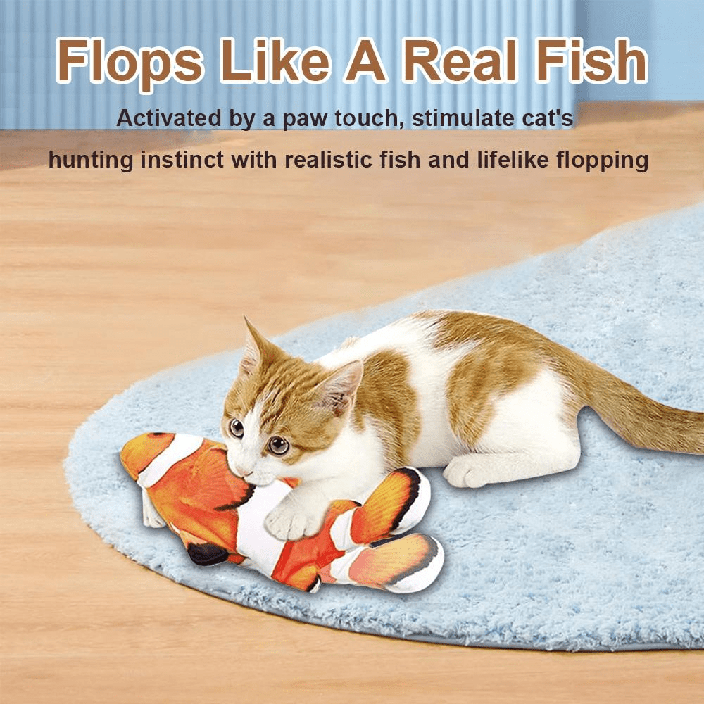 Moving Flopping Floppy Fish & Kitten Kicker Cat Toy Fish Shape (7 Pack)