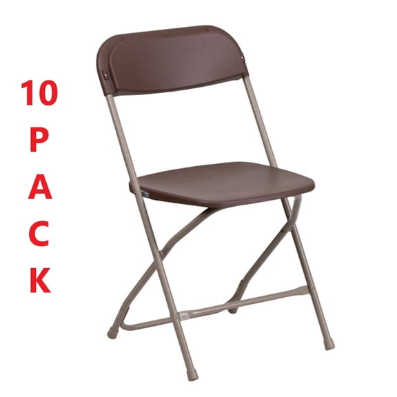 10 PACK 300 Lbs Weight Capacity Commercial Quality Dark Brown Stackable Plastic Folding Chair
