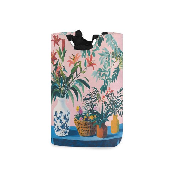Yayeee Freestanding Laundry Hamper with Handle Collapsible Large Storage Basket for Clothes, Vibrant Flowers