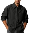 thumbnail image 3 of Zenithor Men's Long Sleeve Point Collar Shirts, Wrinkle-Resistant Button-Down Tops with Removable Tie, Smart Casual Business Dress Shirts, M-5XL, 3 of 9
