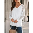 thumbnail image 2 of AviBest Womens Long Sleeve Shirts V-Neck Lace Tops Ladies New Fashion Clothes Knitted Y2k Blouses, 2 of 6