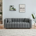 thumbnail image 2 of PORKISS 80" Sofa Couch for Living Room, Comfy Teddy Fleece Extra Deep Seat Couches with 2 Comfortable Pillows, Gray, 2 of 11