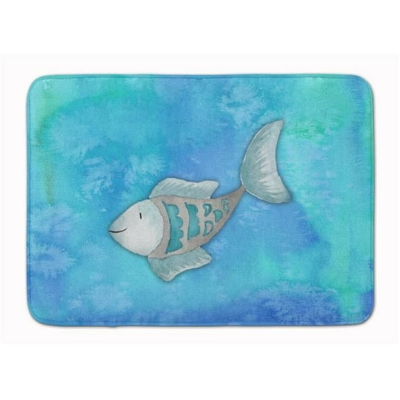 Blue Fish Watercolor Machine Washable Memory Foam Mat