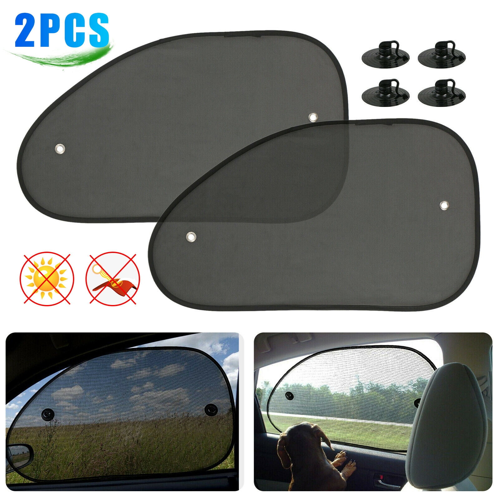 2pcs Car Window Screen Sun Shade Mesh Cover Windshield Sunshade Visor