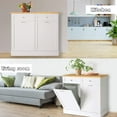 thumbnail image 5 of Double Tilt Out Trash Cabinet Free Standing 10 Gallon Recycling Trash Can Cabinet for Farmhouse Kitchen,Living Room, Dining Room, White, 5 of 14