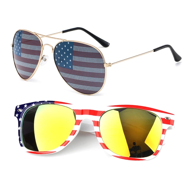 pares combinados de gafas de sol patrióticas con bandera estadounidense, gafas a granel, fiesta temática del 4 de julio, Día de la Independencia