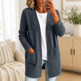 thumbnail image 3 of JUUNthy Cardigan for Womens, Open Front Long Sleeve Ribbed Knit Mid Length Sweater Outerwear with Pockets Red XL, 3 of 12