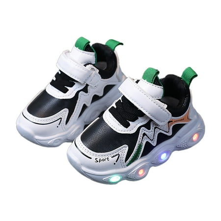 

Big Kids Sneakers Boys Light Up Kids Running Shoes Unisex LED Sneakers For Boys And Girls Ideal For Toddlers Learning To Walk(Black 3.5-4 Years)