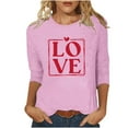 thumbnail image 2 of Craaazy Women's Valentines Day Crew Neck Loose 3/4 Sleeve Sweatshirts Gifts, 2 of 5