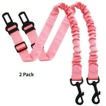 Retractable Dog Seat Belt, 2 Packs Adjustable Pet Safety Seatbelt Heavy Duty for Dogs, Reflective Nylon Car Seat Belts Elastic & Enduring for Dogs Travel,Pink