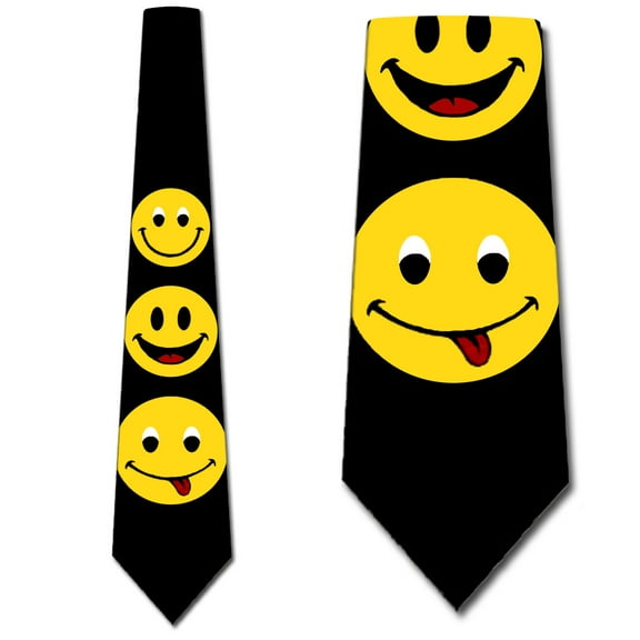 Happy Face (Black) Necktie Mens Tie