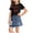 Black, variant on ITSAME Girls Outfit Sets, Crewneck Printed T-Shirts and Denim Skirts Summer Casual Clothes 2-Piece Black Size 4-5