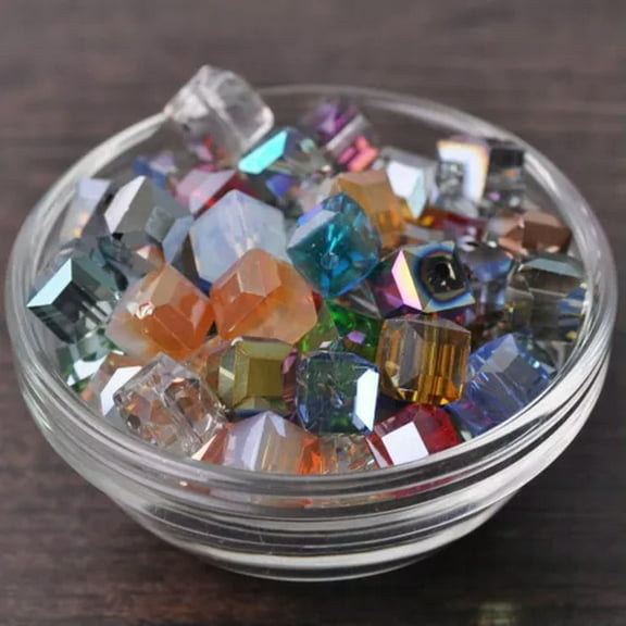 U8MO 10pcs 10mm Cube Faceted Cut Crystal Glass Loose Beads Lot for Jewelry Making-Random Mixed