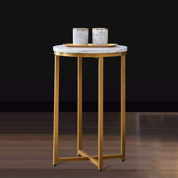 Churanty Side Table Marble End Modern Round Accent For Small Spaces Golden Com Churanty Side Table Marble End, Small Round Accent Table