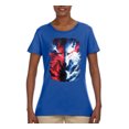 thumbnail image 2 of Artic Wolf Light Dark Good Bad Moon | Womens Animal Lover Graphic T-Shirt, Royal, Small, 2 of 4