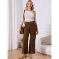 thumbnail image 4 of DARING DIVA Women's High Waisted Corduroy Wide Leg Pants with Pockets S Dark Brown, 4 of 7