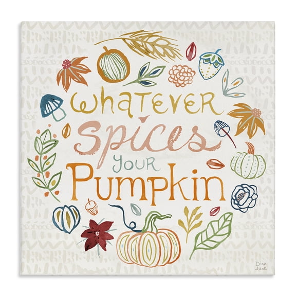 Stupell Industries Funny Fall Spice Pumpkin Holiday Painting Gallery Wrapped Canvas Art Prints Wall Art, 17 x 17