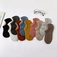 thumbnail image 4 of opolski 1 Pair Women Boat Socks Low-cut Shallow Japanese Style Solid Color High Elasticity Anti-slip Thickened Soft Sweat-absorption Anti-shrink Sports Short Invisible Socks Khaki, 4 of 8