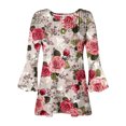 thumbnail image 5 of Womens 3/4 Sleeve Tops Print Casual Fashion T Shirt Button V Neck Blouse Tunic Tops, 5 of 7