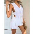 thumbnail image 4 of Womens Summer Vacation Outfits Beach Travel Cruise Resort Wear 2 Piece Short Sets Casual Tank Tops and Shorts White L, 4 of 8