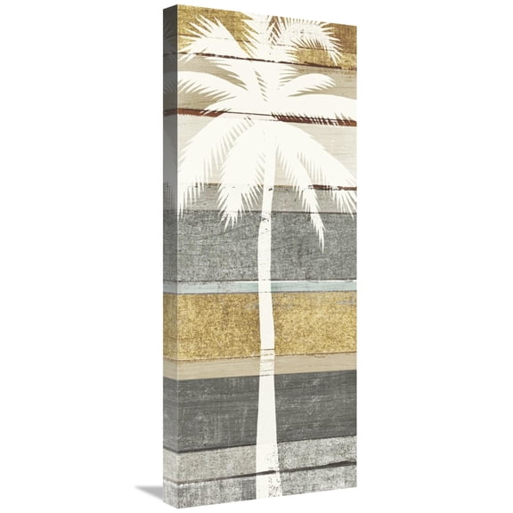 Global Gallery's 'Beachscape Palms V Gold Neutral' By Michael Mullan Stretched Canvas Wall Art