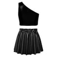 thumbnail image 2 of TiaoBug Kids Girls Hip Hop Jazz Dance Outfits One Shoulder Crop Top Mini Skirt Set, 2 of 7