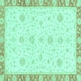 thumbnail image 1 of Ahgly Company Indoor Square Oriental Turquoise Blue Traditional Area Rugs, 4' Square, 1 of 4