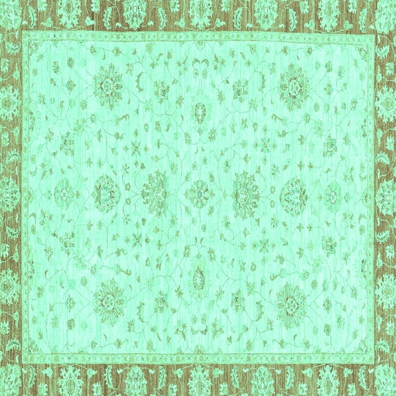 Ahgly Company Indoor Square Oriental Turquoise Blue Traditional Area Rugs, 4' Square