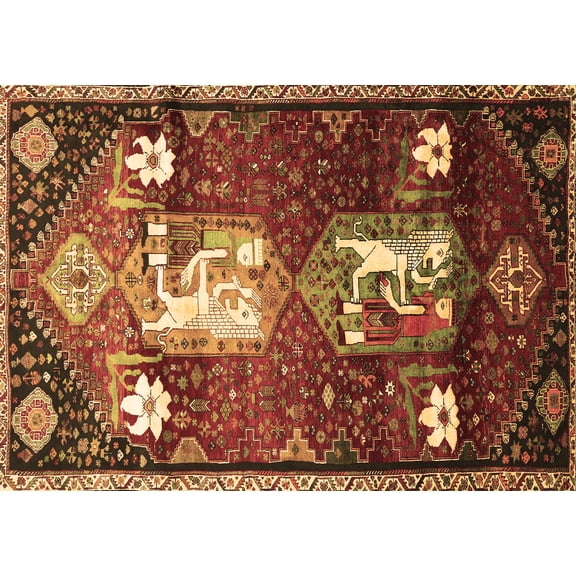 Ahgly Company Indoor Rectangle Animal Brown Traditional Area Rugs, 5' x 7'