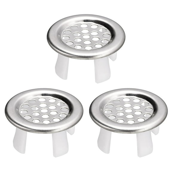 Uxcell 3Pack Sink Trim Overflow Cover Ring Metal Round Hole Insert in Caps, Silver