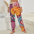 thumbnail image 3 of Candy Pattern Rainbow Lollipop Winter Female Pants Flannel High Waist Women Pants Lady Warm Straight Leg Plush Trousers, 3 of 7