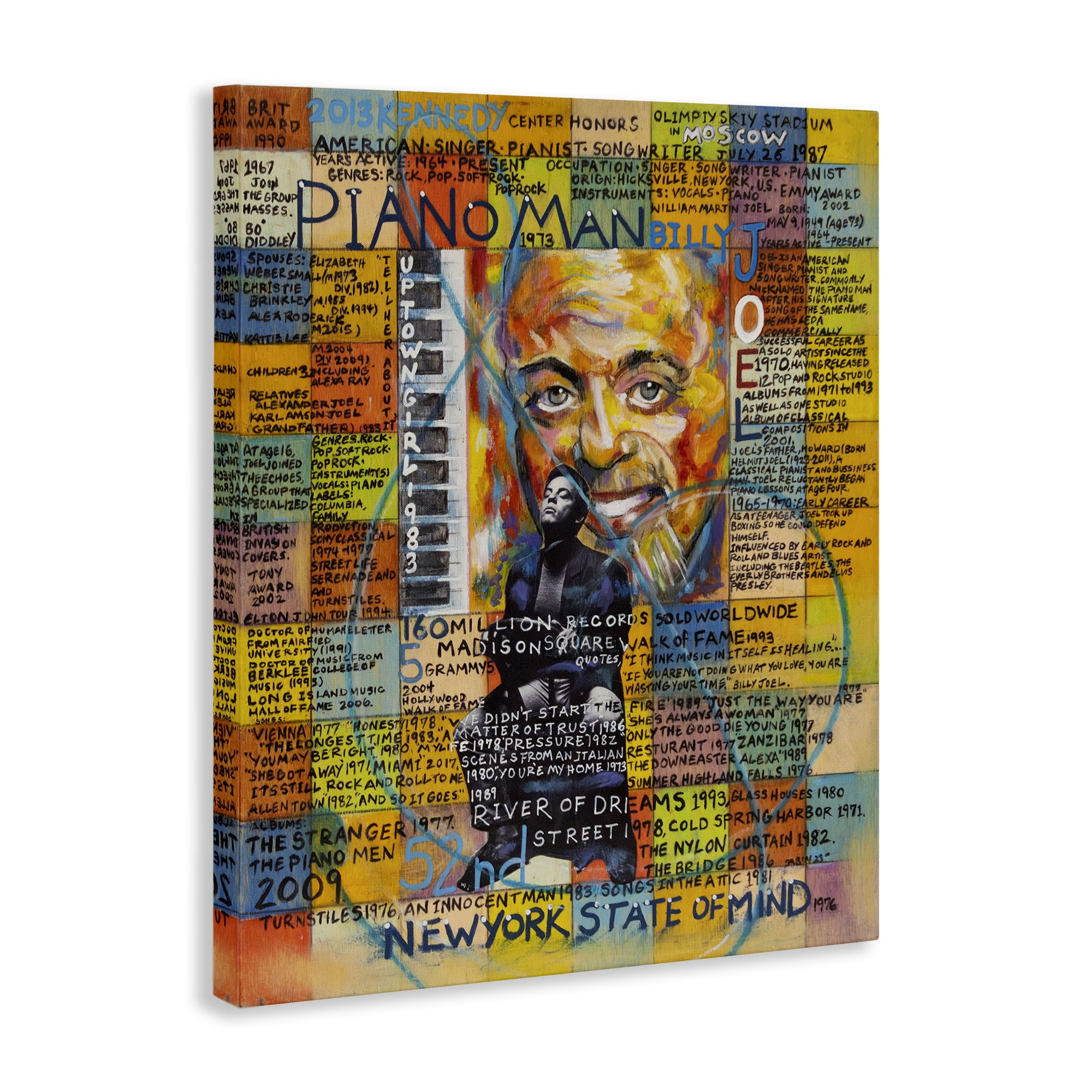 Stupell Industries Billy Joel Collage People Drawing Wrapped Canvas Art Print Wall Art, 24 x 30