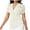 a-Beige, variant on Women's V-Neck Cinched Waist Short Sleeve Top,White,XXL