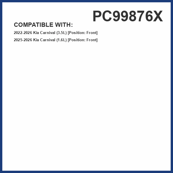 PUREFLOW PC99876X Cabin Air Filter | Fits 2022-2026 Kia Carnival 3.5L; 2025-2026 Carnival 1.6L, Front