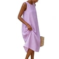 thumbnail image 4 of TaTaai Women's Striped Print Sleeveless Maxi Dress with Round Neck, Side Pockets, and Casual Comfortable Fit Gift, 4 of 5