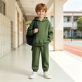 thumbnail image 4 of Mifsaly Toddler Boys Girls 2 Piece Fleece Tracksuit Outfits Solid Color Long Sleeve Hoodie and Jogger Pants Kids Outdoor Warm Fall Winter Casual Activewear, 4 of 9