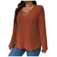 thumbnail image 2 of Sweaters for Women 2025 Fall Winter Plus Size V-Neck Long Sleeve Ribbed Knit Jumper Tops Womens Pullover Sweaters, 2 of 6