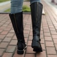 thumbnail image 6 of Patlollav Women Boots Retro Shoes Casual Thick Low-Heeled Boots Plus Size Mid Calf Zipper Boots, 6 of 6