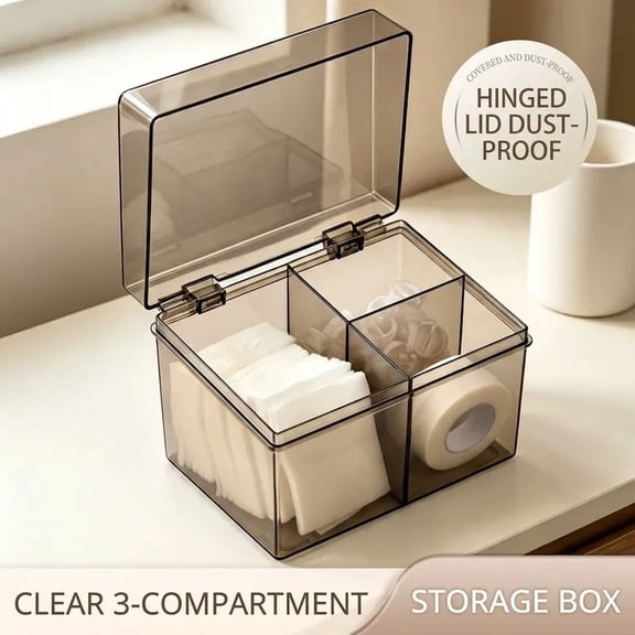 Clear Acrylic Cotton Swab & Pad Organizer with Lid - Vanity Makeup Storage Box for Eyelash Extension Tools & Salon Accessories