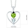 thumbnail image 2 of Gem Stone King 925 Sterling Silver Green Peridot Sky Blue Aquamarine and Black Diamond Pendant Necklace for Women (0.76 Cttw, Gemstone August Birthstone, Heart 5MM and 4MM, with 18 inch Silver Chain), 2 of 3