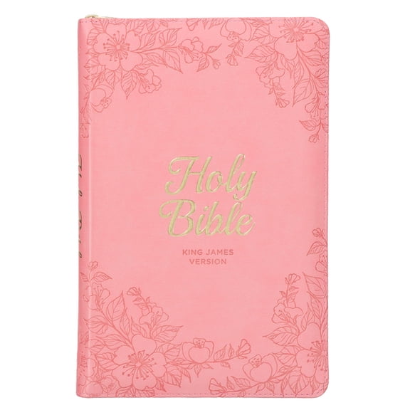 KJV Bible Deluxe Gift (Faux Leather, Pink Floral W/Zipper), (Hardcover)