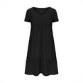 thumbnail image 6 of Efsteb Summer Dress for Girls Kids Beach Vacation Casual Short Sleeve V Neck Pleated Ruffle Hem Flowy Mini Dresses (Black,9-10 Years), 6 of 7