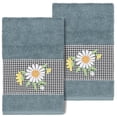 thumbnail image 2 of Linum Home Textiles 2 Pieces Texture/Embroidery Cotton Hand Towel, 30" x 16", Blue, 2 of 3