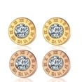 thumbnail image 5 of Silver/Gold/Rose Gold Roman Numerals CZ Earrings Women Stainless Steel Ear Studs, 5 of 6
