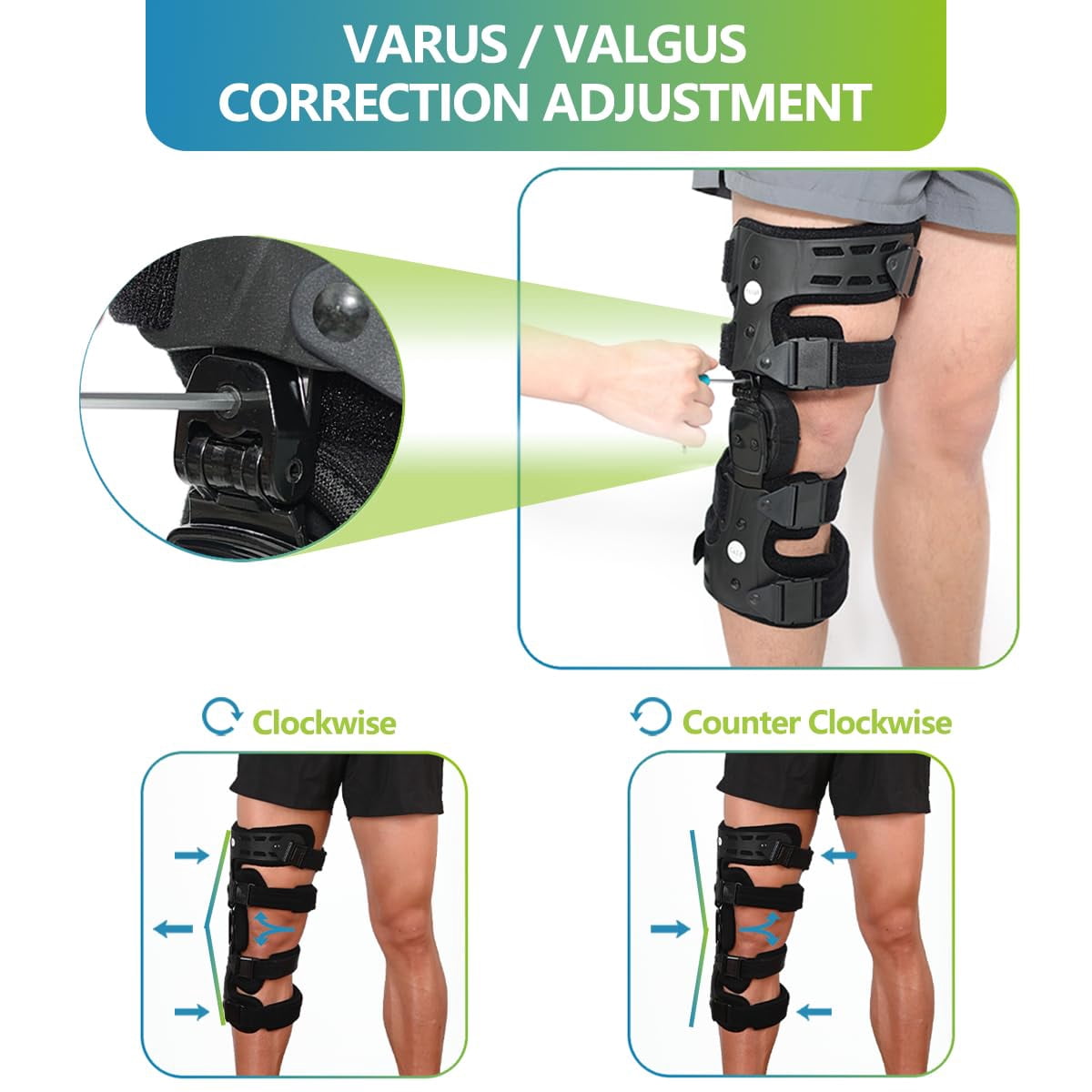 Insunen OA Unloader Knee Brace, Osteoarthritis of the bone on bone Knee Support, Rheumatoid Arthritis, Knee Joint Pain and Degeneration (Black, Right)