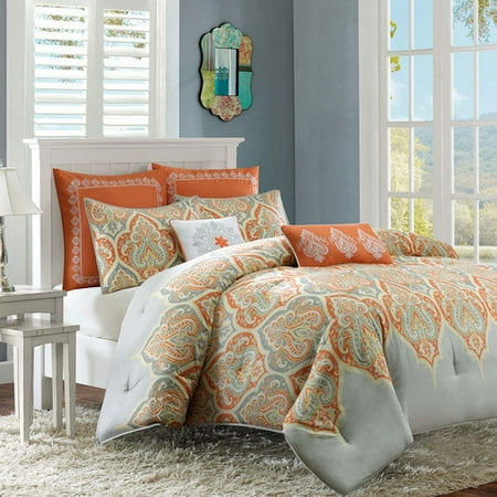 Naomi 7 Piece Comforter Set- Orange (King/Cal King )