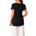 thumbnail image 3 of INSPIRE CHIC Camisetas de dormir para mujeres, casuales, de cuello redondo, de manga corta, camiseta de loungewear, M negro, 3 of 6