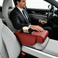 thumbnail image 4 of Multifunctional Pu Leather Car Armrest Box Mat, 5-in-1 Car Accessories Interior Organizers with 2 Storage Bags Cup Holder, Tissue Box Slot, Phone Slot for Most Cars (Large mesh Style,Beige), 4 of 9