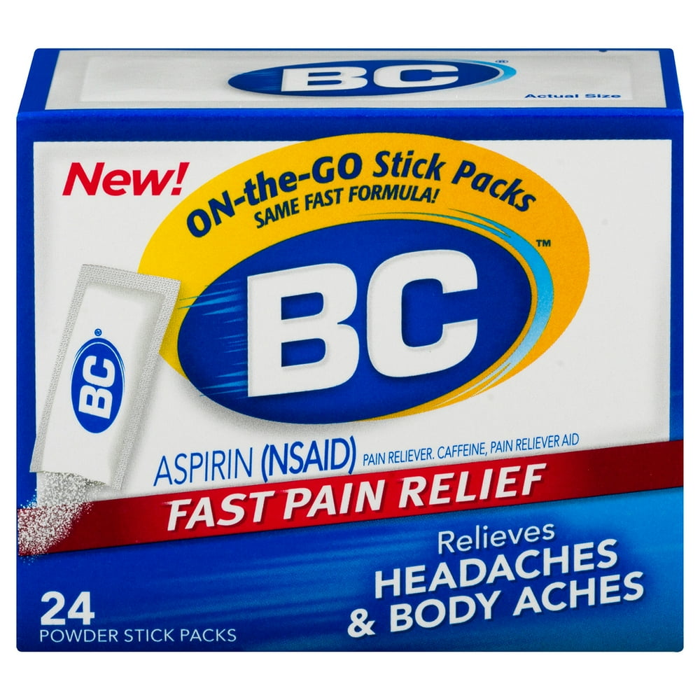 BC Aspirin Pain Relief Powder, Relieves Headaches, 24 Count